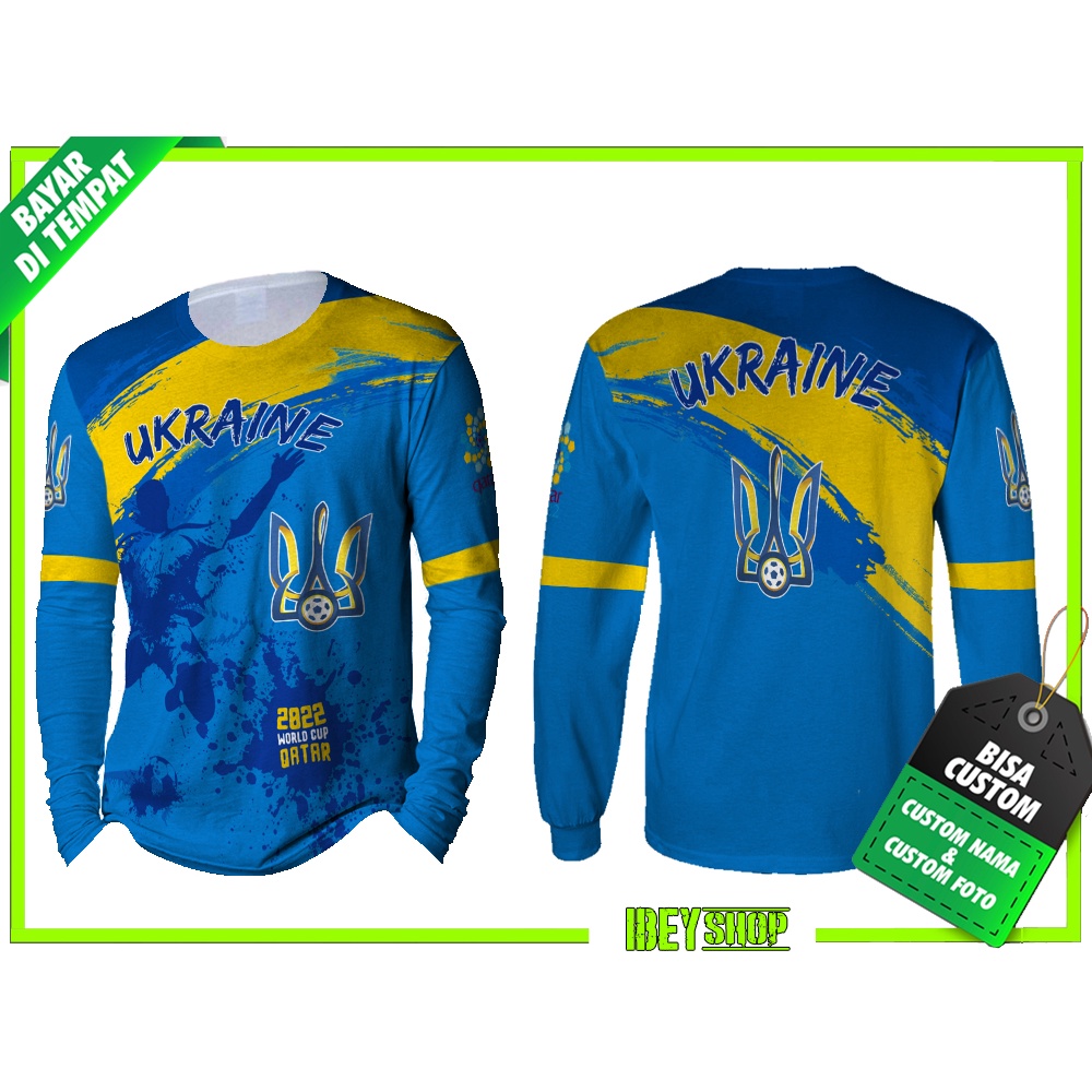 Baju PIALA DUNIA 2022 Jersey Lengan Panjang UKRAINA Fullprint Sublime