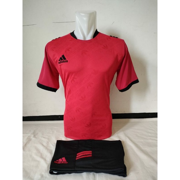 Jersey Setelan Futsal Merah Hitam Adidas