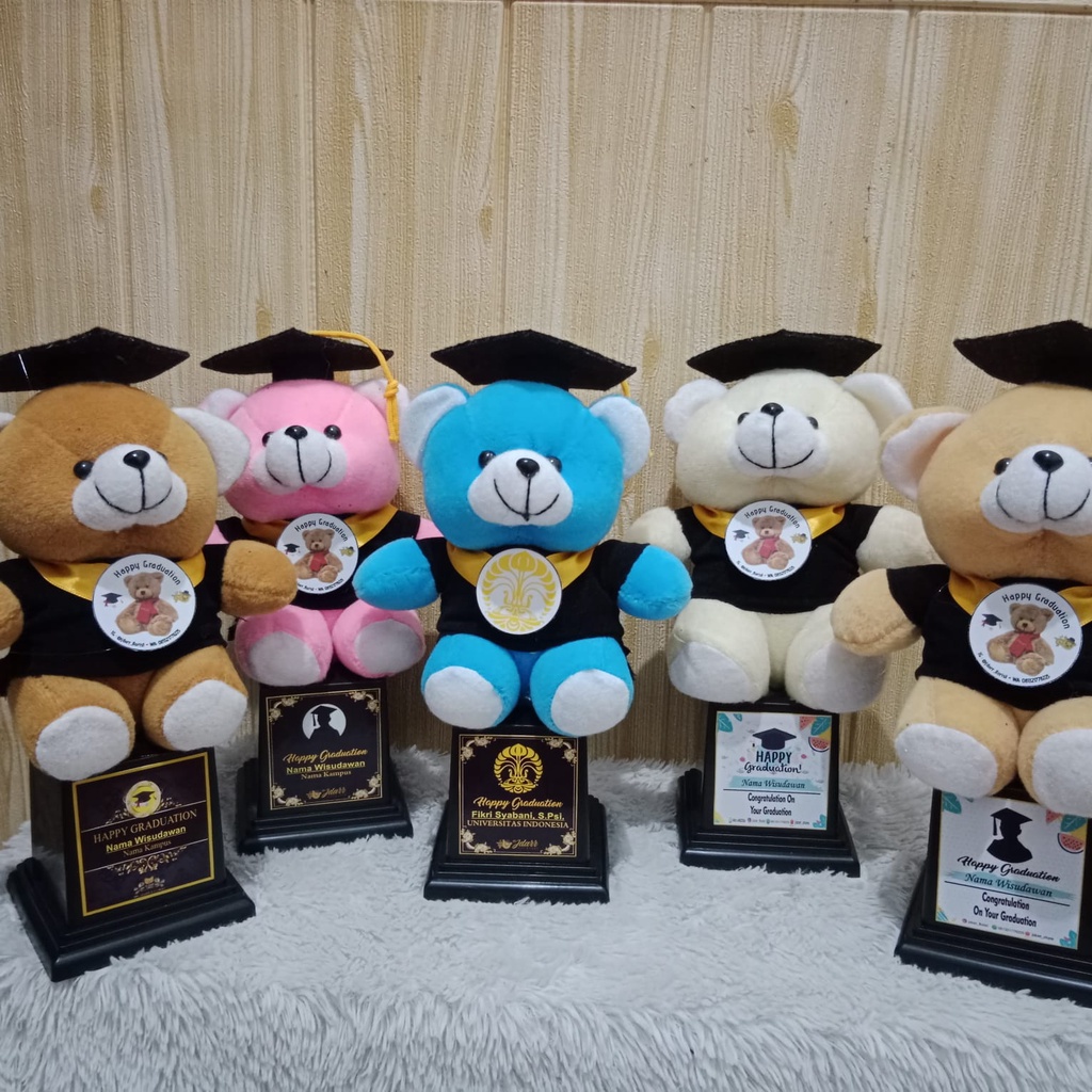 PIALA BONEKA WISUDA / TROPHY BONEKA WISUDA / HADIAH WISUDA / FREE REQUEST NAMA / FOTO DAN LOGO / Boneka Gemoy /