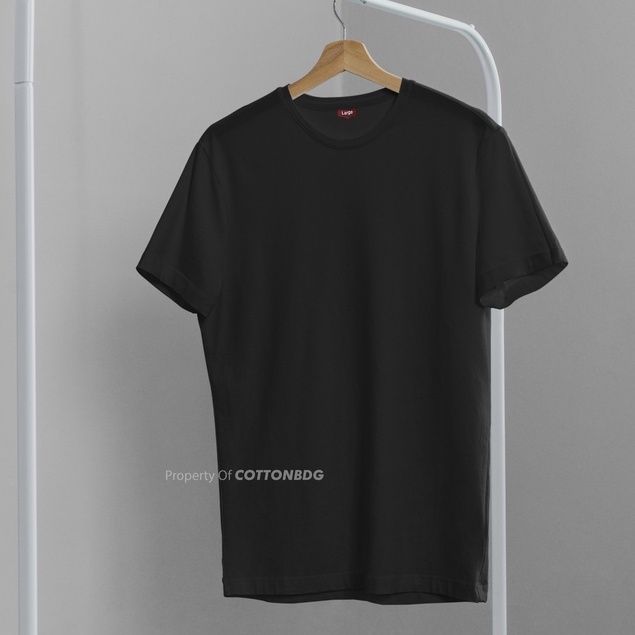 KAOS POLOS PRIA HITAM JET BLACK TANGAN PENDEK UKURAN S-XL BAHAN COTTON COMBED 30S ORGINAL