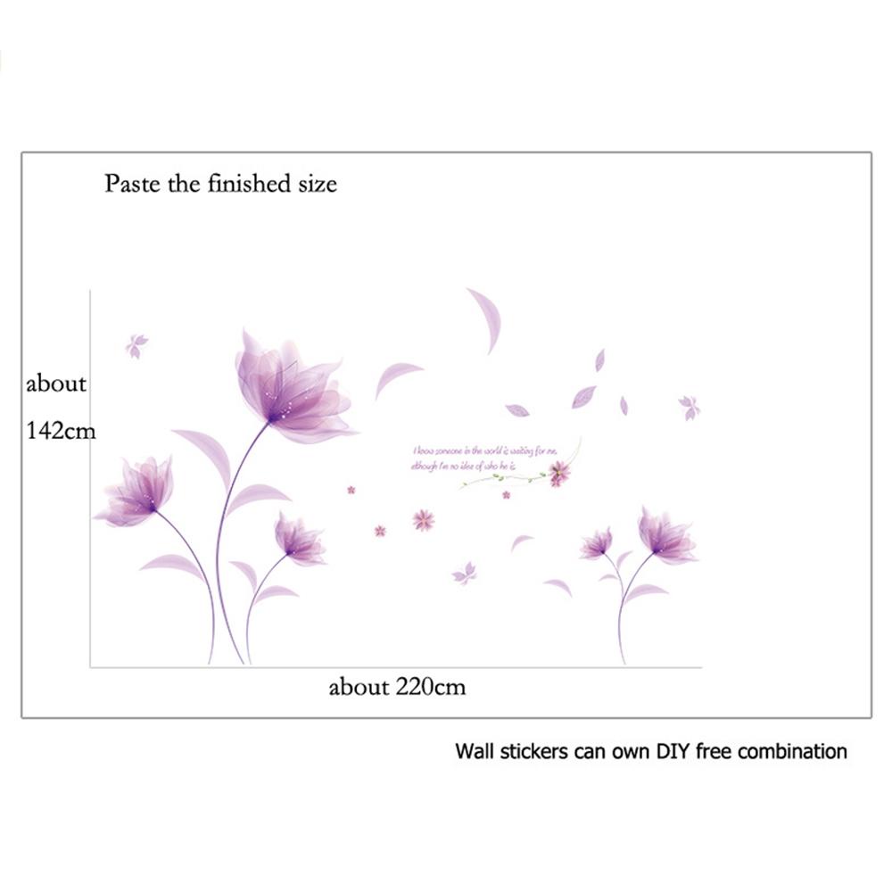 [Elegan] Stiker Dinding Bunga Ungu Romantis DIY Kamar Tidur Ruang Tamu Perekat Diri Latar Belakang Dekorasi