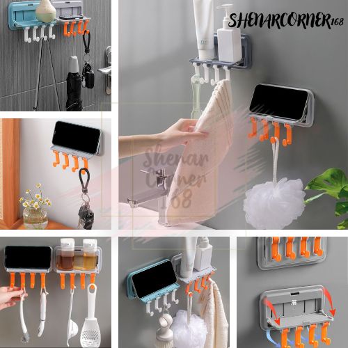 SHENAR RAK TEMPEL DAPUR RAK HOLDER KAMAR MANDI MINI HOOK LIPAT/ BISA TARO HANDPHONE/BUMBU DAPUR/SABUN RAK SEBAGUNA - CALYA MINI HOOK , SHENARCORNER168