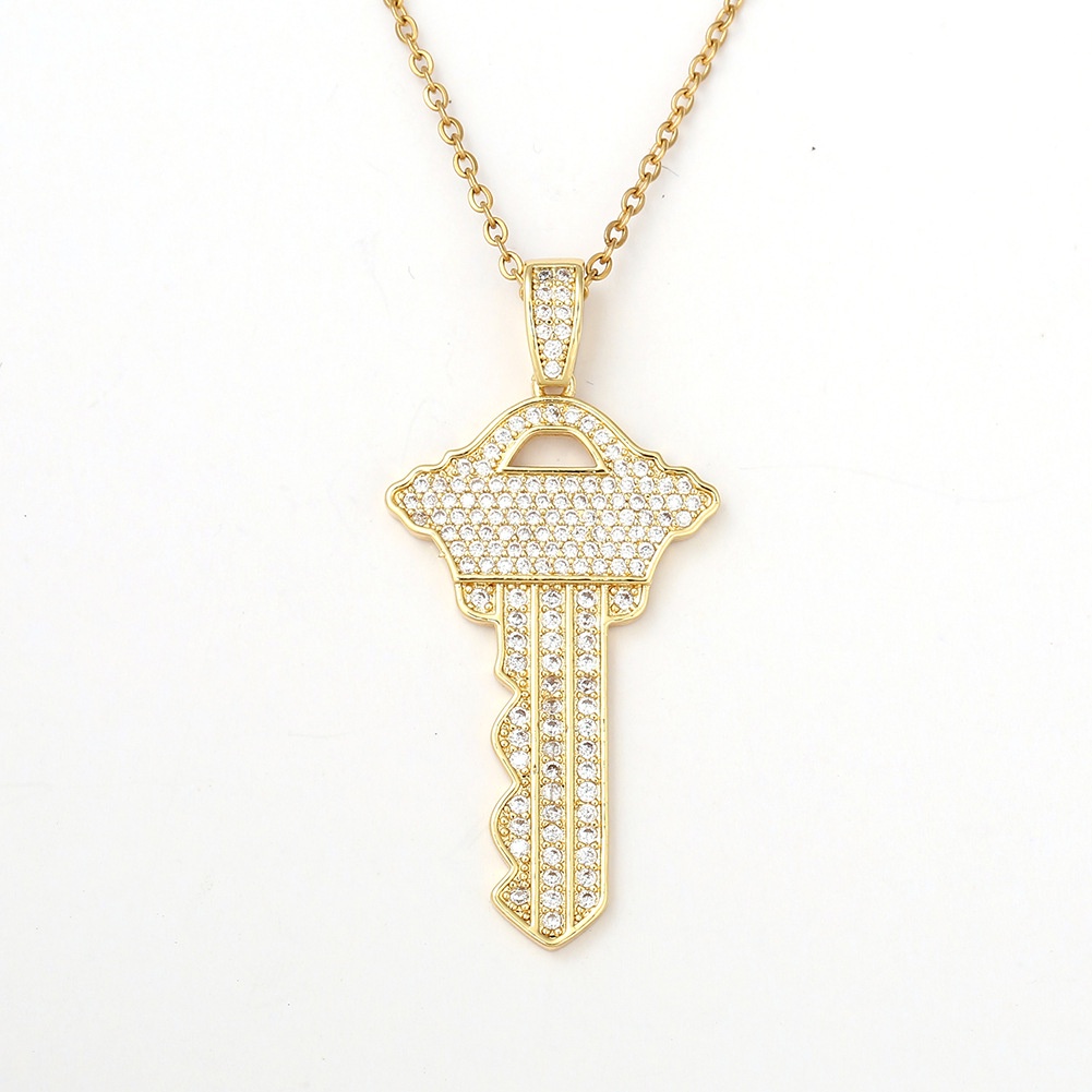 Baru Eropa hip hop kalung kunci penuh diamond ornamen