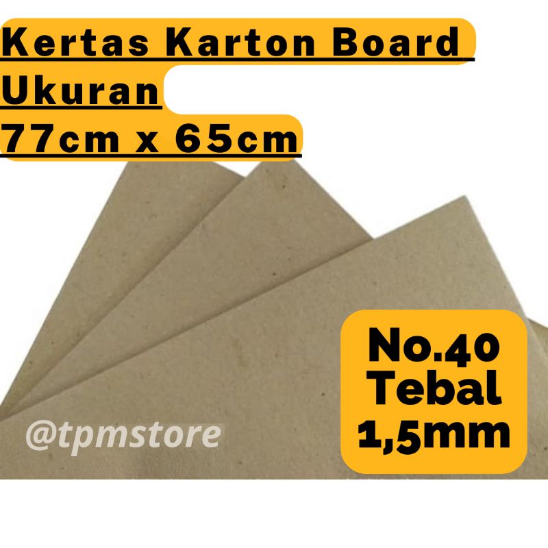 

KERTAS KARTON BOT BOARD NO.40 UKURAN 65cm X 77cm Tebal 1,5mm BOARD HARD BOARD COVER DUPLEX