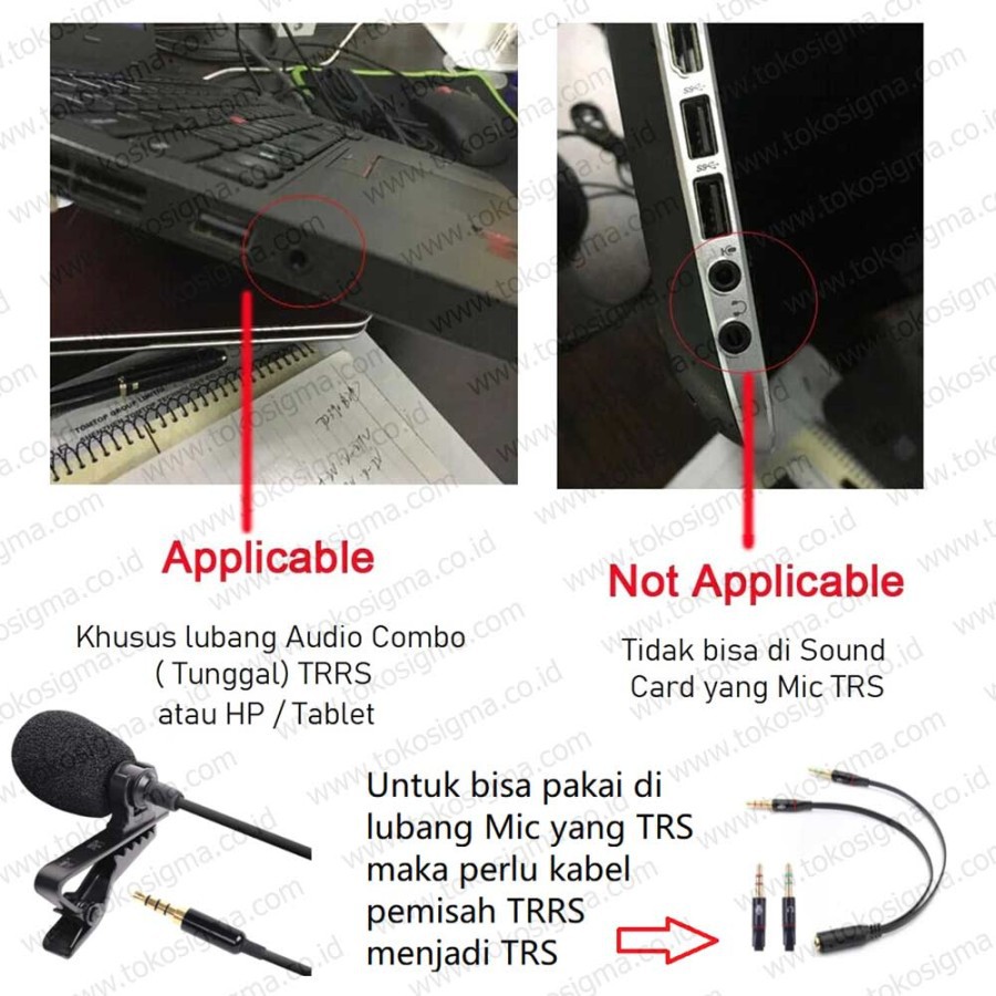 Mic Lavalier Microphone TRRS Smartphone Laptop Combo Audio jek 3.5mm