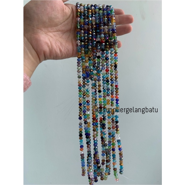 Crystal Ceko multicolor 6mm mix campur warna bahan craft manik donat