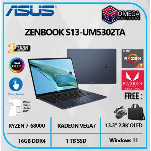 ASUS ZENBOOK S13 OLED UM5302TA RYZEN 7 6800U 16GB 1TBSSD W11+OHS 13.3&quot; 2.8K TOUCH