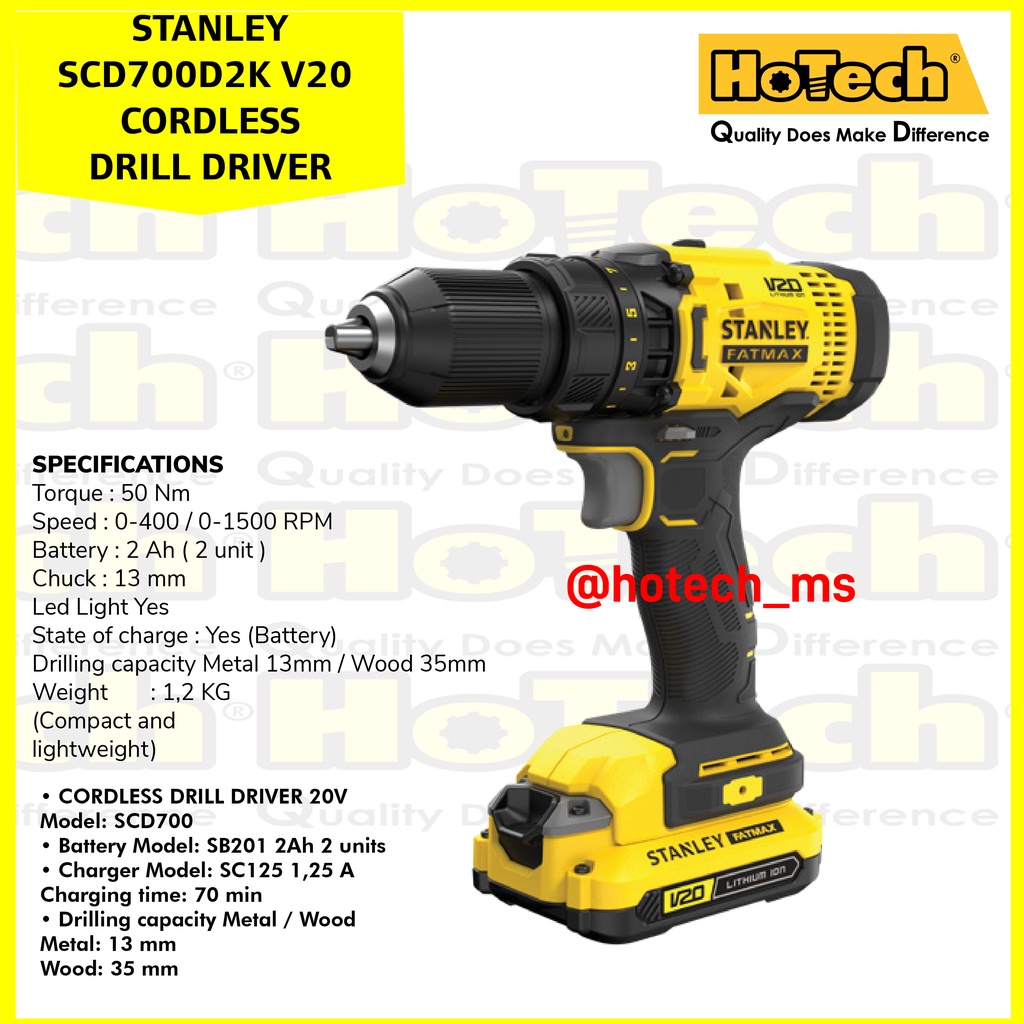 STANLEY |SCD700D2K|BOR V20 CORDLESS DRILL DRIVER