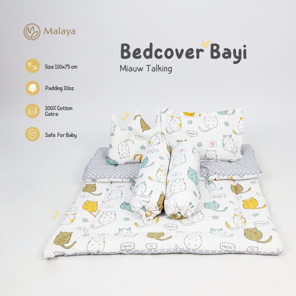 MALAYA - Bedcover Bayi set Bantal dan Guling | Katun Catra