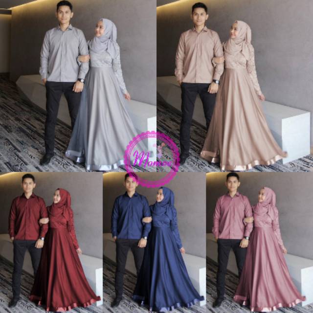 couple agoda/couple muslim/gamis wanita/kemeja pria/gamis