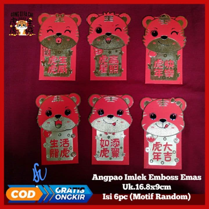 

Ampao Imlek Macan 2022 Angpao Merah Emas Premium Panjang Bagus Elegant