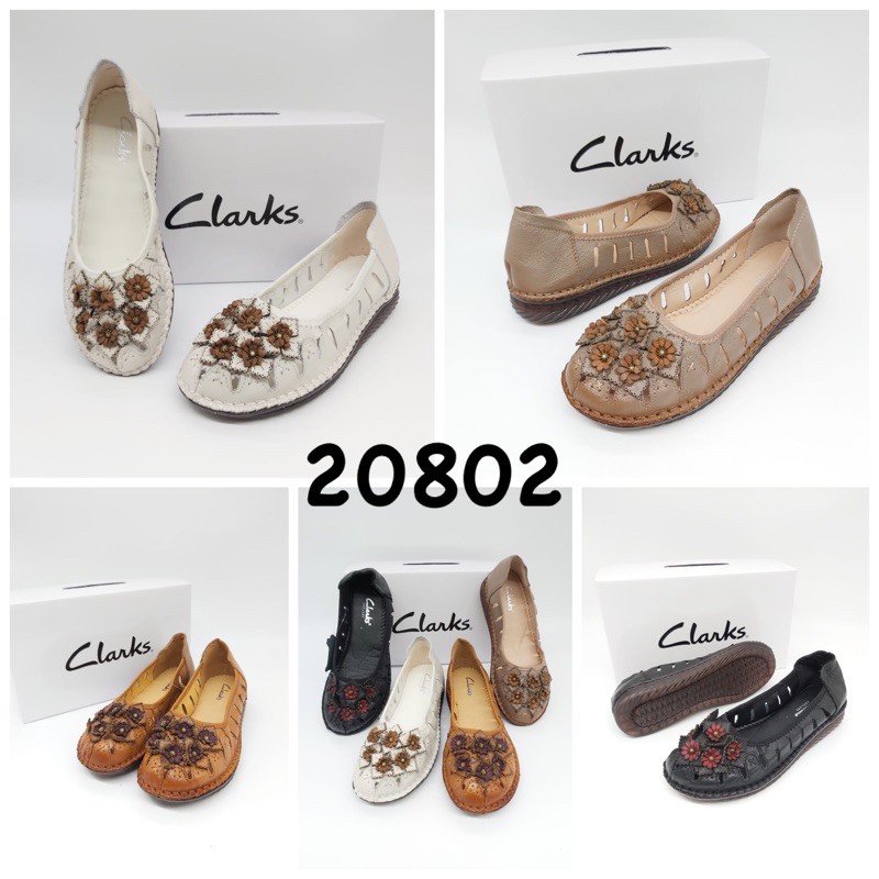 clarks leather flats