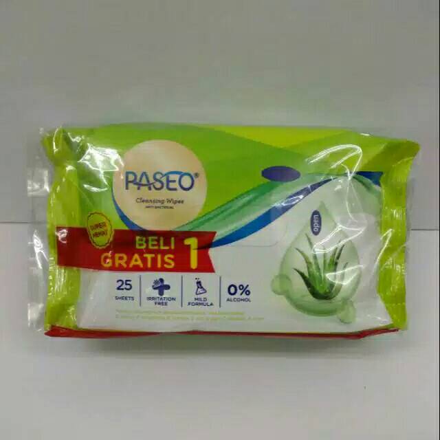 Paseo Antibacterial Baby Wipes 25 sheets beli 1 gratis 1