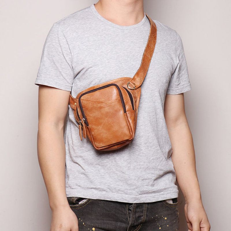 TAS KULIT PRIA ASLI WAIST BAG SLING BAG KULIT ASLI BAHAN KULIT ASLI