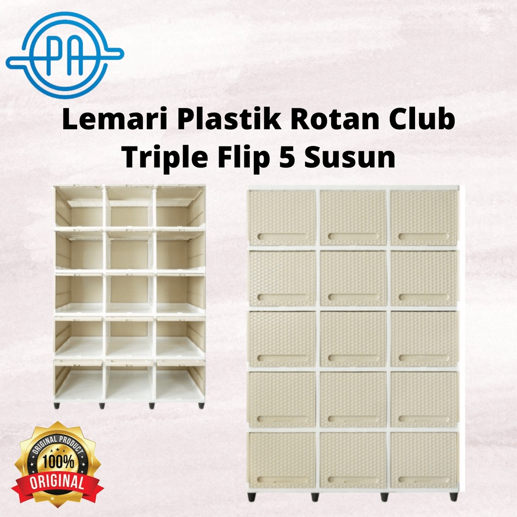 LEMARI PLASTIK ROTAN CLUB TRIPLE FLIP 5 SUSUN