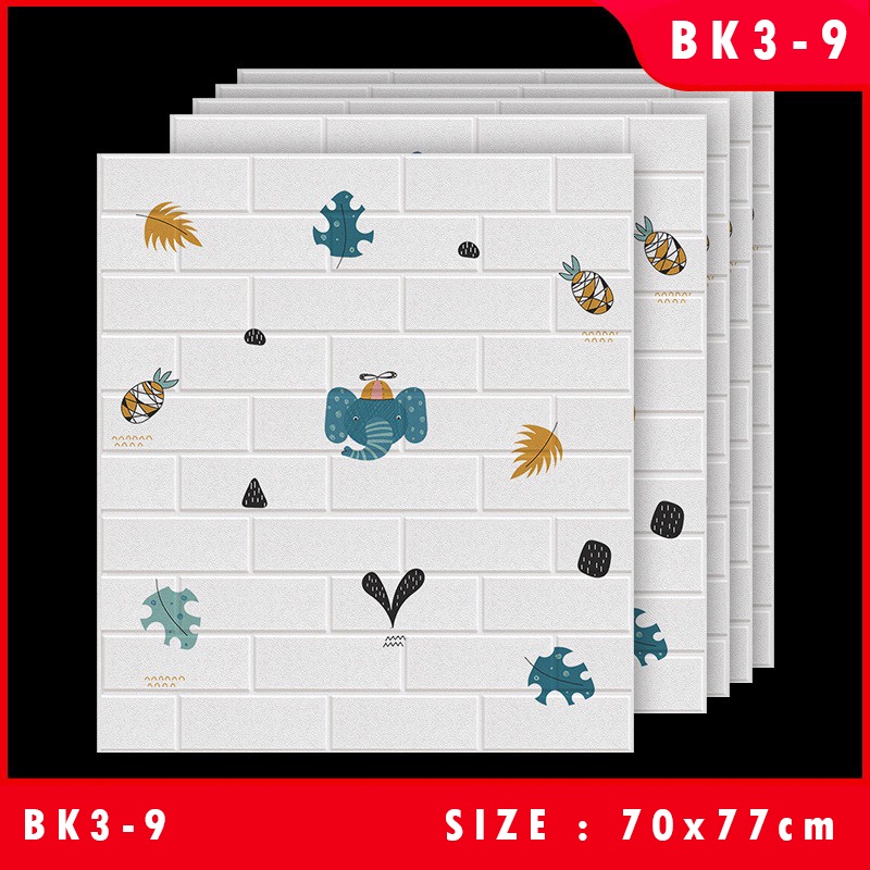 Wallpaper Dingding 3D Foam Motif Batu Bata 70 x 77 CM Dekorasi Dinding Kamar  Murah-BK39 ELEPHANT 3,5mm