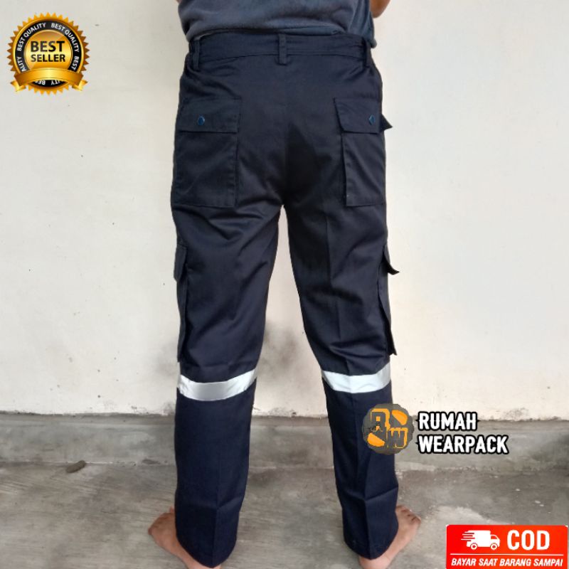 Celana Kerja/ Celana Proyek Panjang Warna Navy Polos