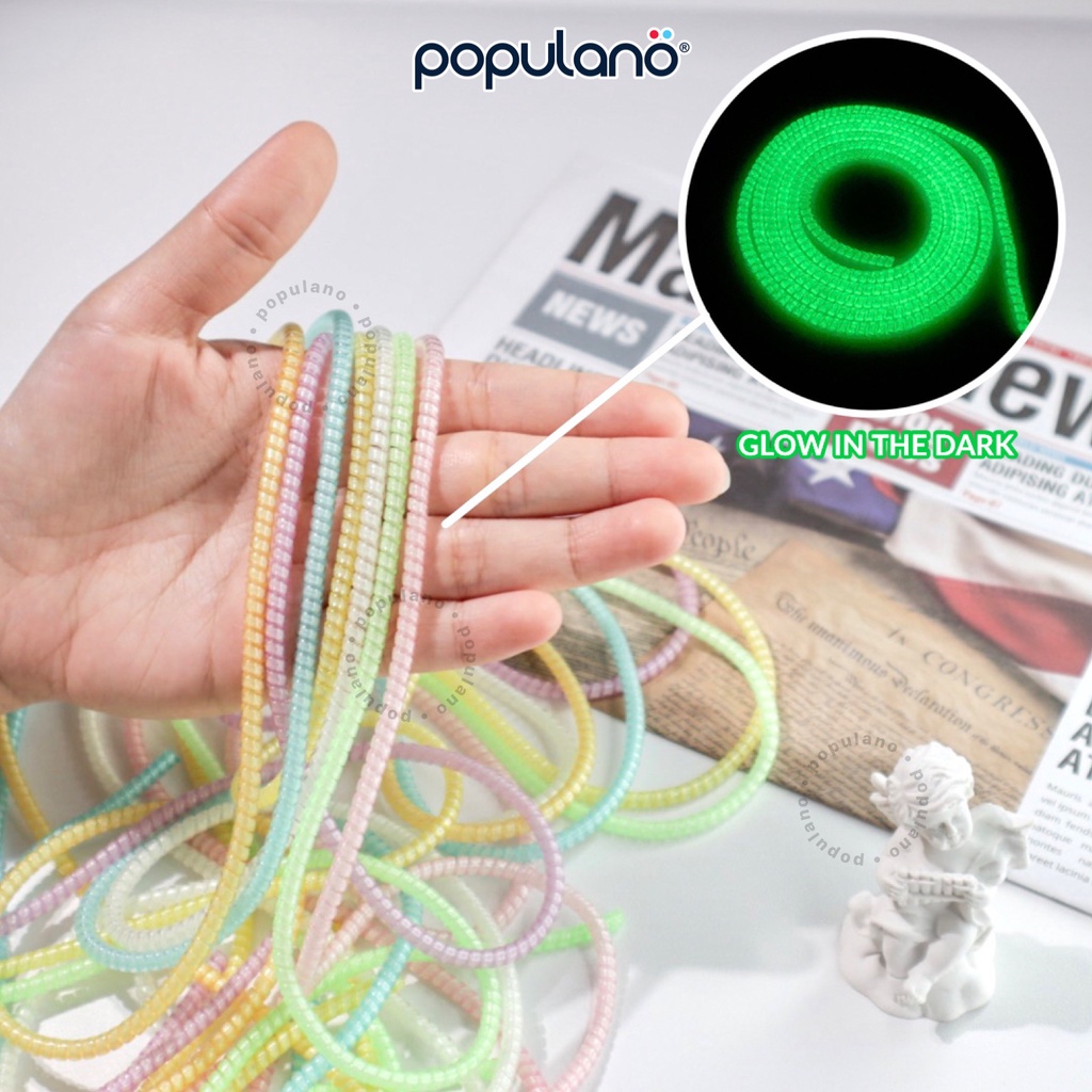 Pelindung Kabel Hp Glow in the dark Pelilit Spiral Penggulung Cable Charger Casan