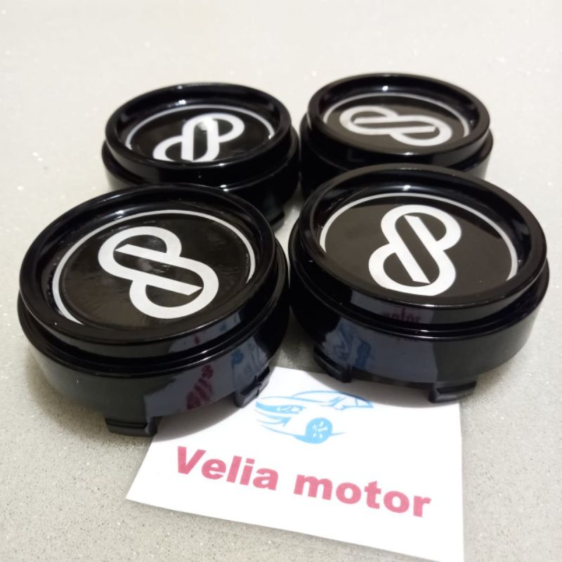 dop velg tutup velg racing Enkei tabung hitam 6.5 cm