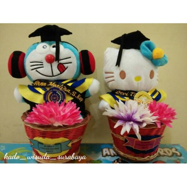 Boneka wisuda + keranjang