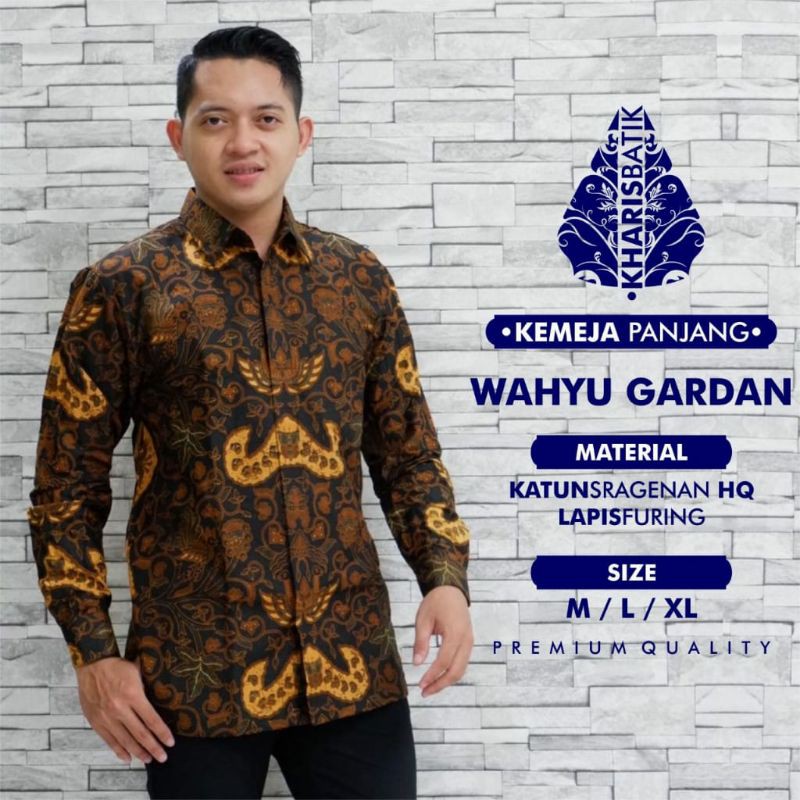 Wahyu Gardan kemeja batik pria lengan panjang atasan batik by kharis