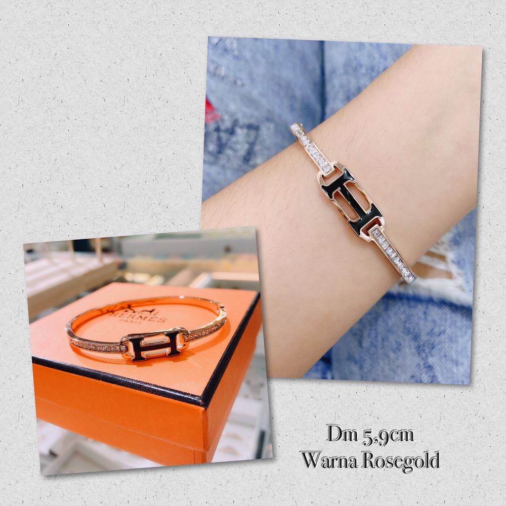 COD! gelang tangan titanium bangle hermeess / H rosegold only anti karat import