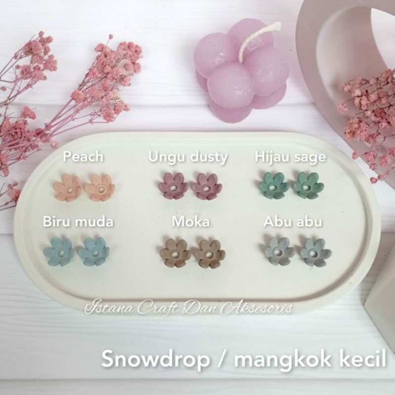 Kelopak Bunga Matt Akrilik Snowdrop / Mangkok Kecil 1,5 cm