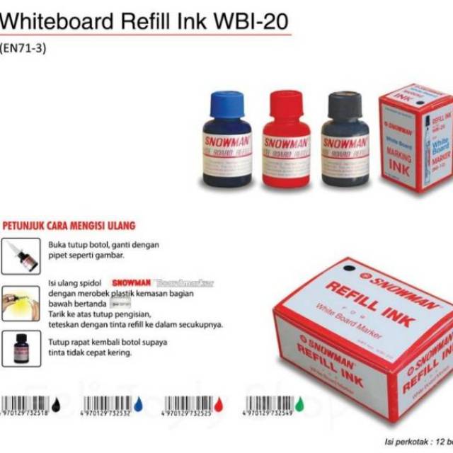 

Isi Refill Tinta Spidol White Board Snowman Marking Ink