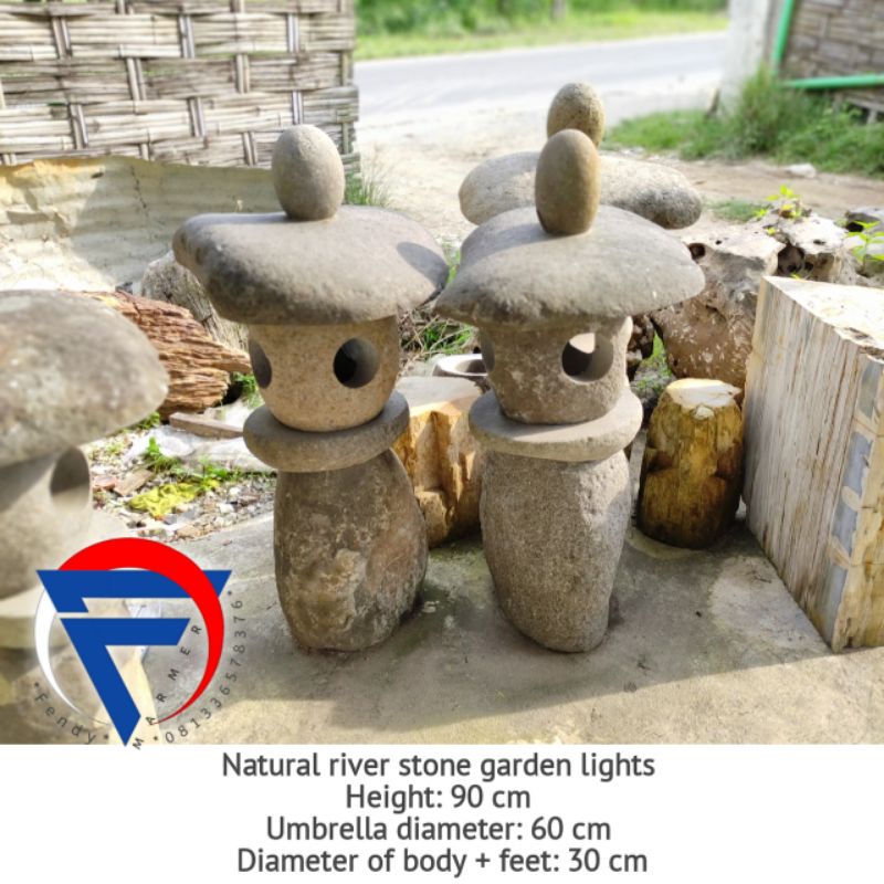 Tempat lampu taman batu kali natural