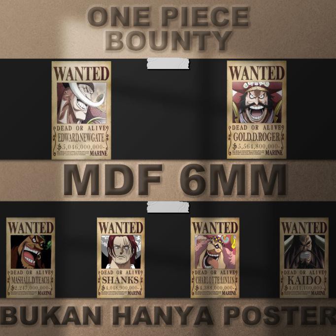 One Piece Wanted Bounty Poster Onepiece Poster Kayu Pajangan Dinding - Luffy