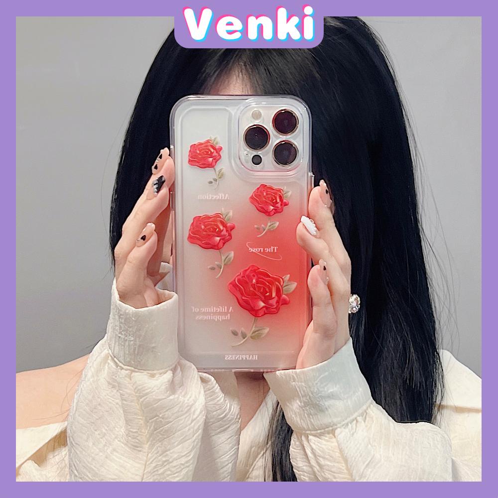 iPhone Case Luxury Silicone Soft Case Clear Case Shockproof Protection Camera Red Rose Flower Compatible For iPhone 11 iPhone 13 Pro Max iPhone 12 Pro Max iPhone 7Plus iPhone xr