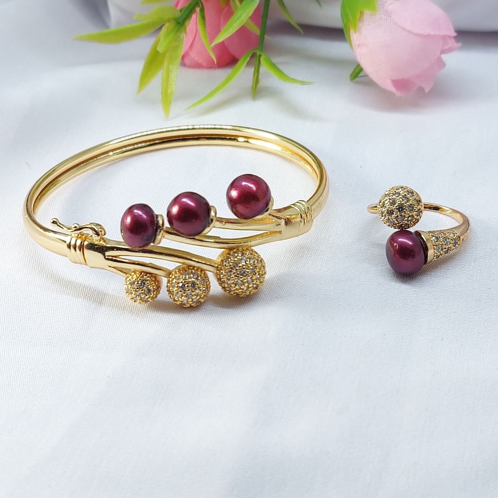 1 SET GELANG CINCIN MUTIARA AIR TAWAR CANTIK MURAH DARI LOMBOK, KADO ULTAH WANITA, MUTIARA ASLI, BAT