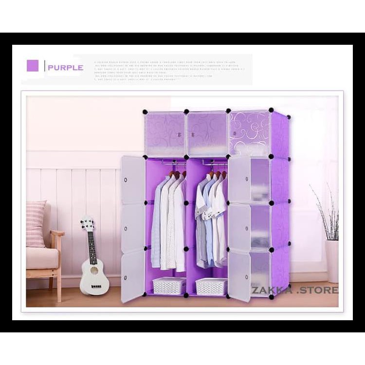 LEMARI PAKAIAN RAK SERBAGUNA SUSUN PLASTIK LEMARI BAJU - UNGU KODE 333