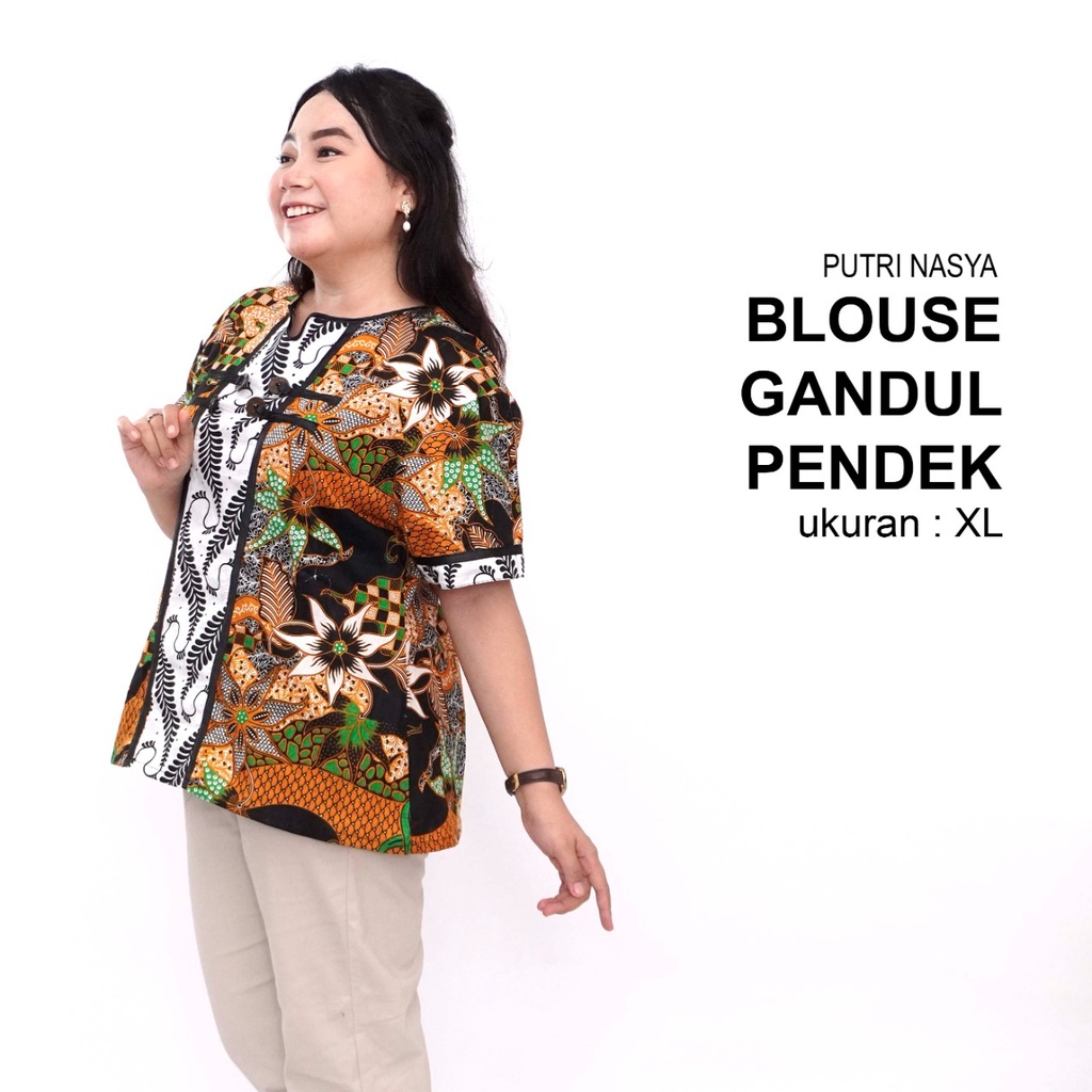 Blouse Batik Big Size Wanita Atasan Batik Jumbo Lengkap S-M-L-XL-2L-3L-4L-5L-6L-7L Model Blus Jumbo Seragam Batik / Atasan Batik Wanita Kantor Kerja Bigsize LD 140