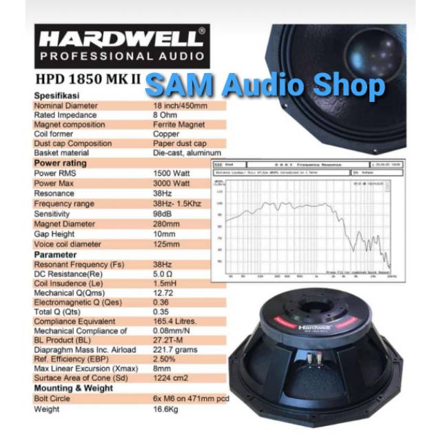 Speaker Komponent 18inch Hardwell HPD 1850 MK II Original