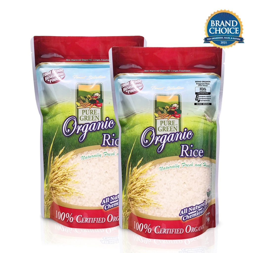 

PAKET 2 - PureGreen Organic Rice Beras Organik Pulen Wangi 1 kg x 2 pc