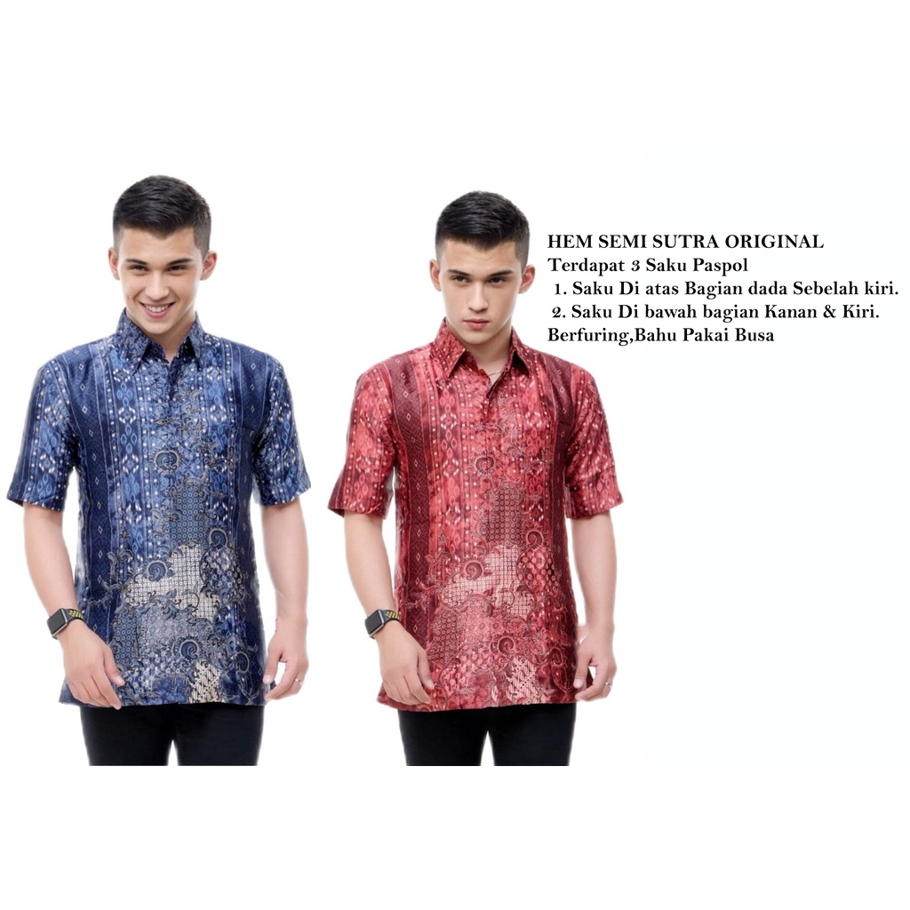Kemeja Batik Semi Sutra Pria | Hem Batik Semi Sutra Pria | Kemeja Batik | SS0014