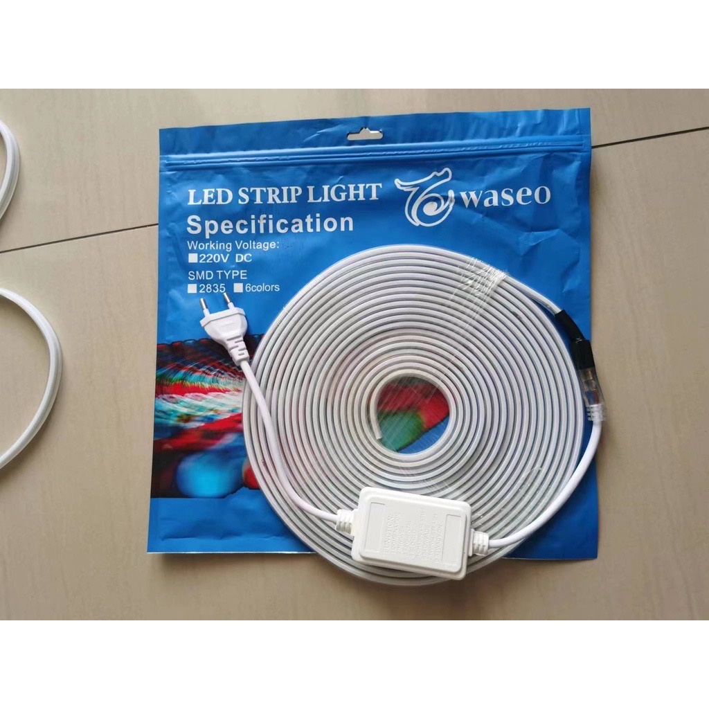 Lampu LED Strip Selang paket merah putih 3528 2835 220V + Adaptor 8M Outdoor Led Strip Agustus Lampu