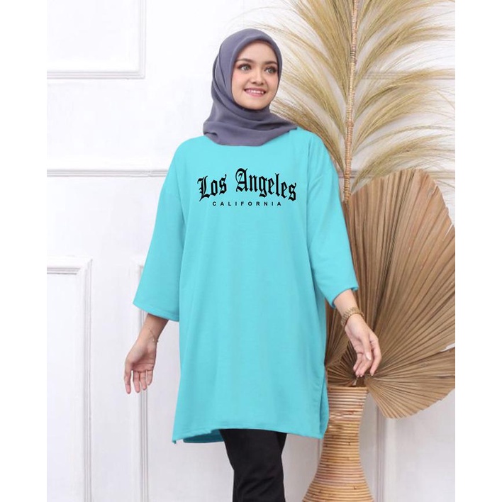 KAOS OVERSIZE TOP HIJAB WANITA BASIC LOS ANGELES / OVERSIZE SLIT BLOUSE