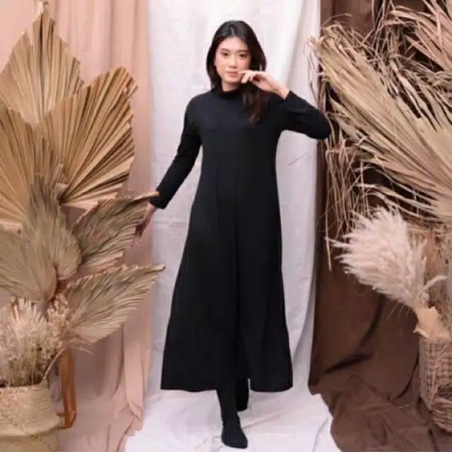 Manset baju hitam panjang/ dress manset panjang/basic dress hitam