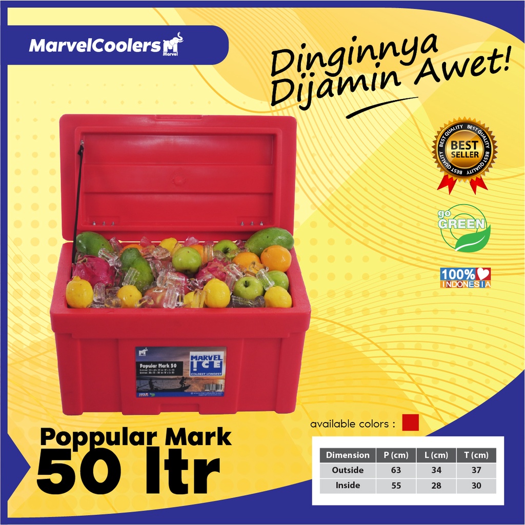 marvelcooler 50 ltr   popular mark  coolbox   cooler box   icebox   es box   kotak pendingin 