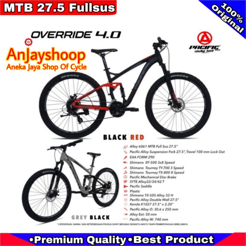 SEPEDA GUNUNG MTB 27.5 PACIFIC OVERRIDE 4.0 FULLSUS