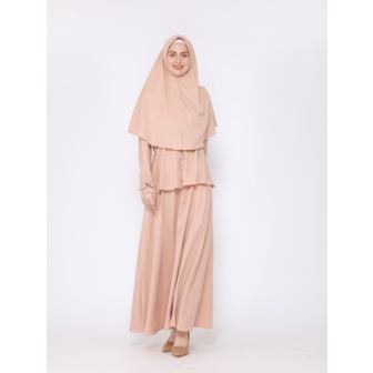 Fashion Muslim Laras Syari Gamis + Hijab | Bahan Manggocrepe Size S M L XL | Dress Muslim Terlaris-7