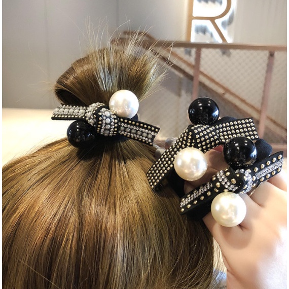 Ikat Rambut Korea Karet Rambut Premium Mutiara Blink Fem