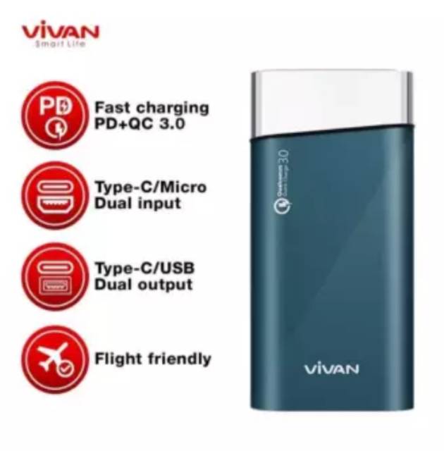 Power bank Vivan Quick Charger 3.0 10.000Mah