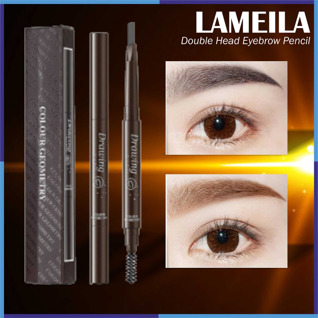 Lameila Pensil Alis / Double Heads Eyebrow Pencil Colour Geometry Long Lasting(Waterproof) L013