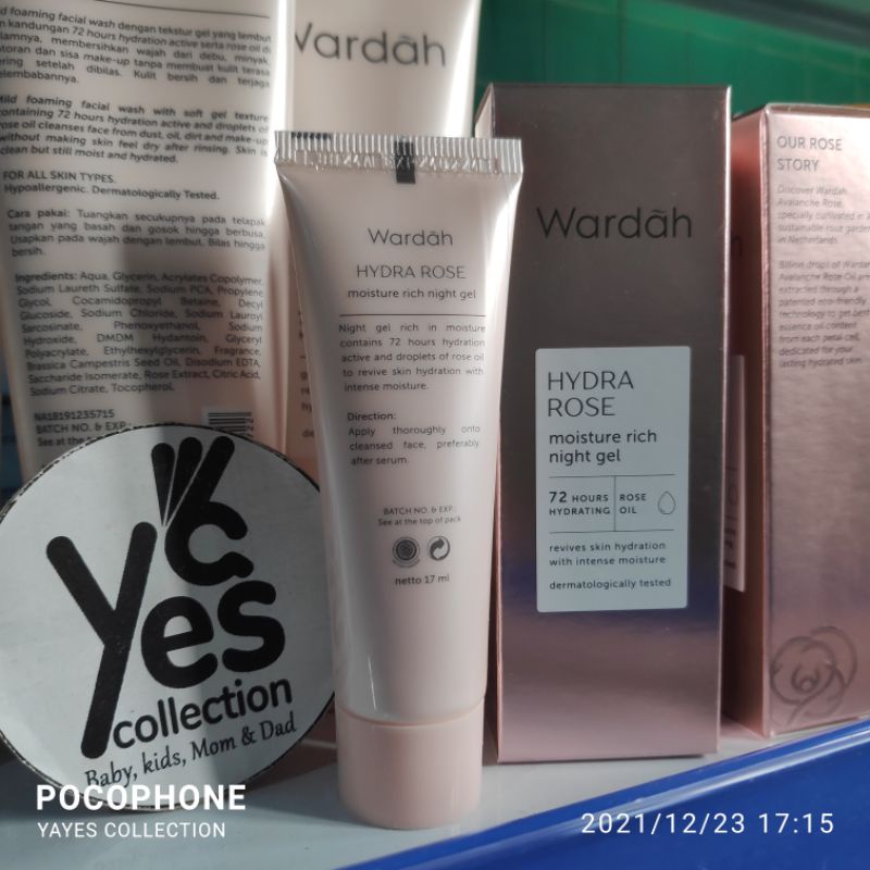 Wardah Hydra Rose Dewy aqua day Moisture Rich Day Night Serum 30 ml Petal Infused Toner Gel to Foam Cleanser 100 ml Sabun Cuci Muka Cream Siang Krim Malam Wajah Kulit Kering Kusam