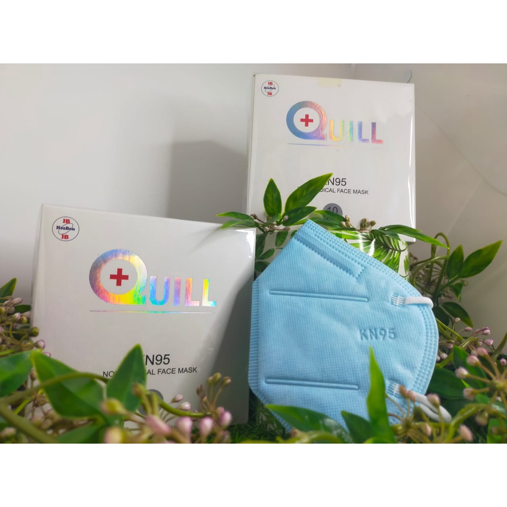 QUILL KN95 Masker 5 Ply isi 10 Pcs - Biru Muda