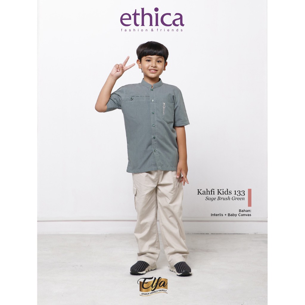 COD...Gamis Anak Kagumi Kids 98 sage Brush Green, Koko anak kahfi Kids 133 sage brush greenby ETHICA