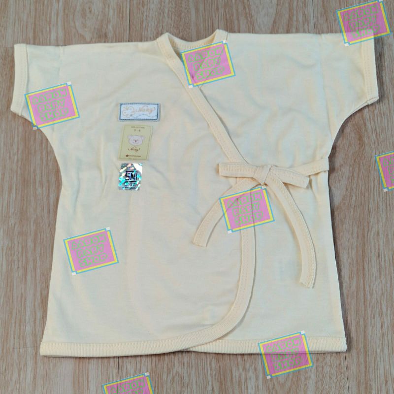 Baju Bayi Kimono Pendek NARY Size 0-3 / 3-6 bulan Warna / Putih Katun Premium Newborn SNI (KPDK)-Warna-Kuning